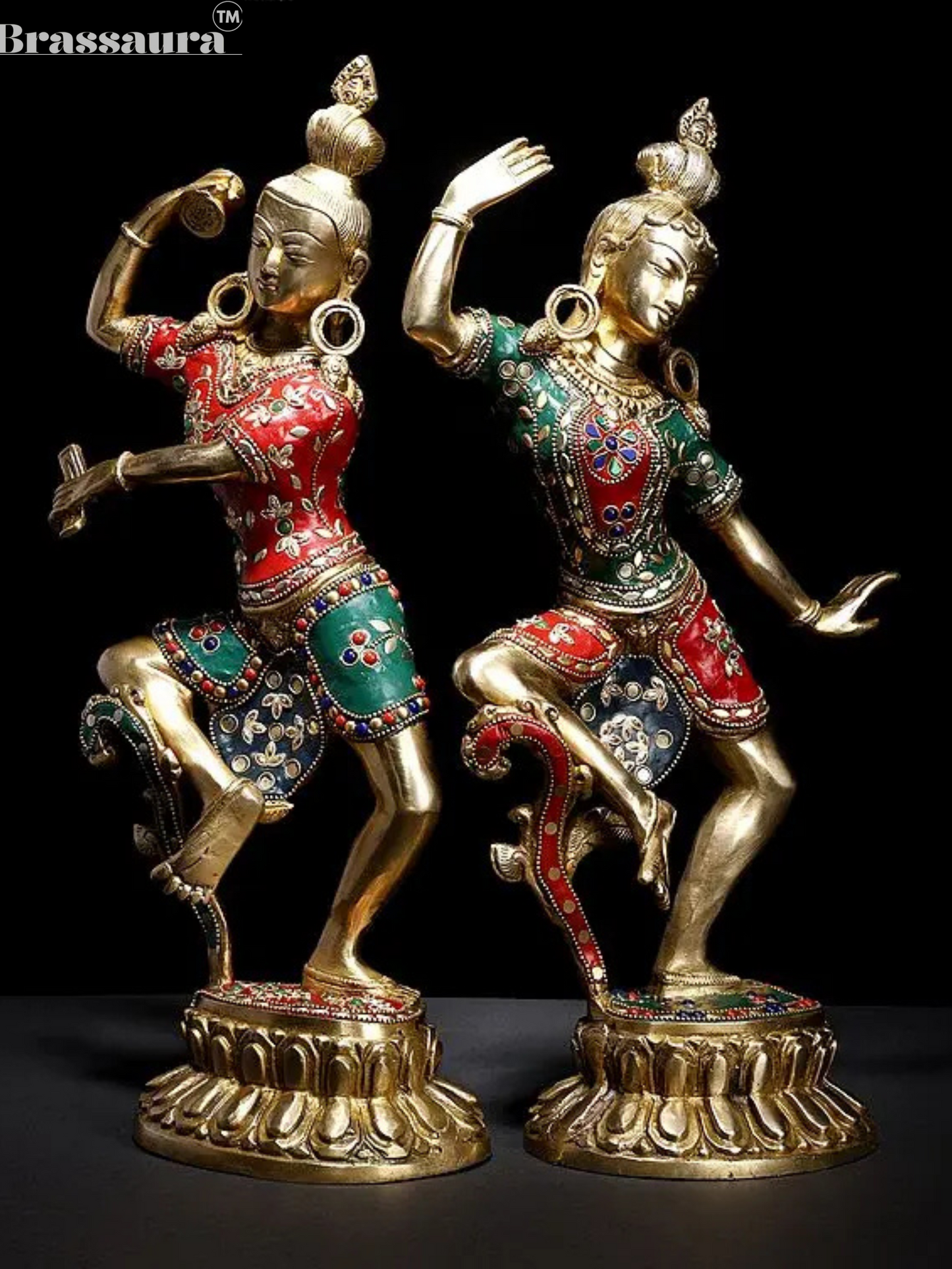 Brassaura™ 16" Dancing Shiva-Parvati Brass Statue with Inlay Work | Height 40.5 cm | Weight 8.65 Kgs | Spiritual Decor