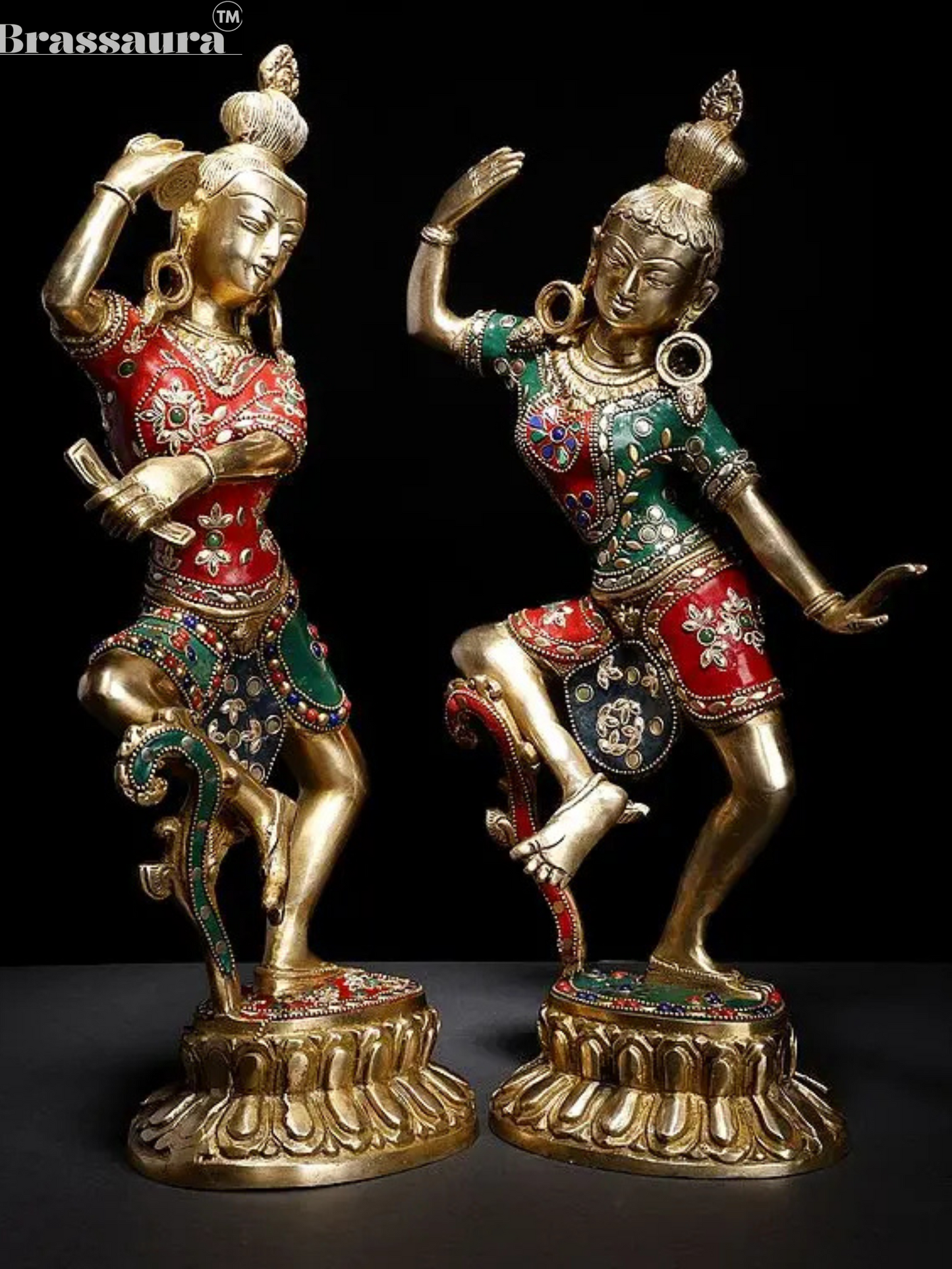 Brassaura™ 16" Dancing Shiva-Parvati Brass Statue with Inlay Work | Height 40.5 cm | Weight 8.65 Kgs | Spiritual Decor