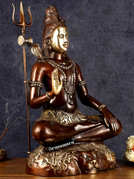Brassaura™ Brass Shiva Idol – Height 24 Inches & Weight 16 Kgs | Spiritual Home Décor