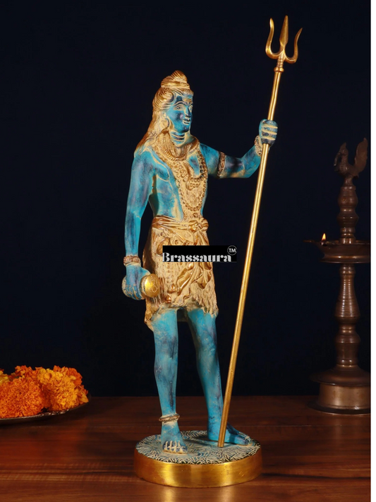 Brassaura™ Brass Shiva Idol – Height 18 Inches & Weight 6 Kgs | Hindu God Statue