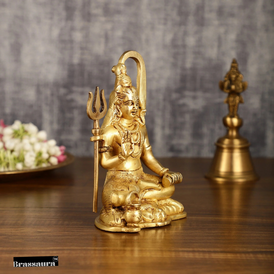 Brassaura™ Brass Shiva Idol – Height 7 Inches & Weight 1.3 Kgs | Traditional Pooja Décor