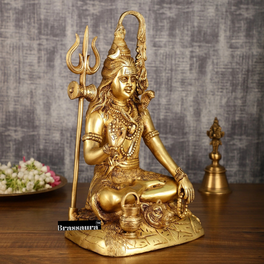 Brassaura™ Brass Shiva Idol – Height 14 Inches & Weight 7.4 Kgs | Cultural Home Décor