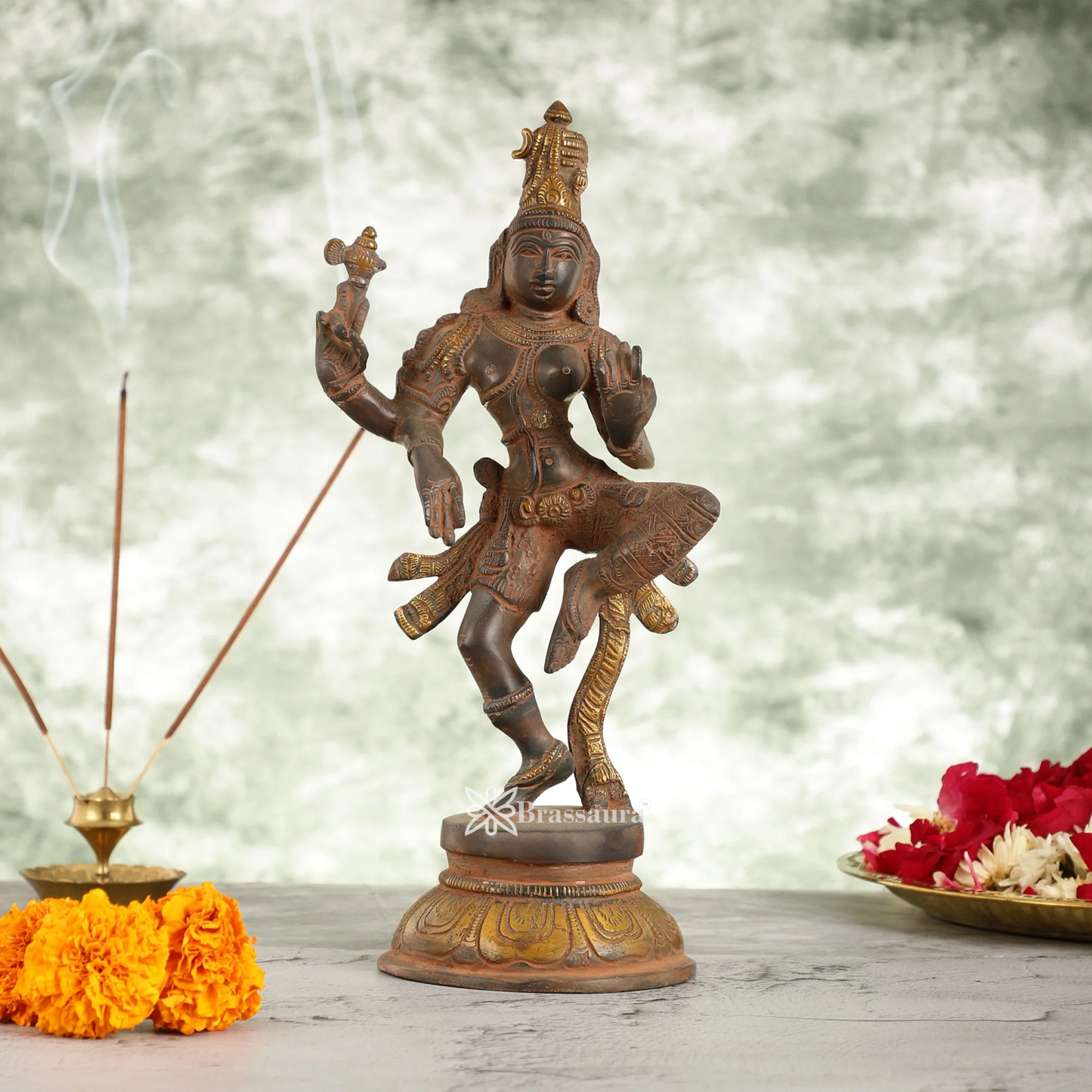 Brassaura™ Brass Shiva Idol – Height 12 Inches & Weight 3.25 Kgs | Spiritual Temple Statue