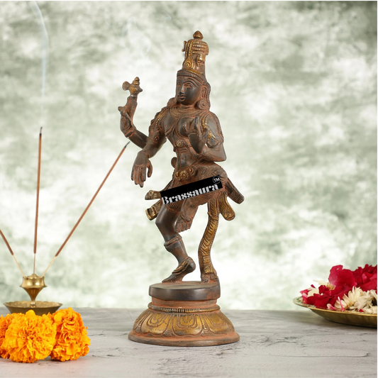Brassaura™ Brass Shiva Idol – Height 12 Inches & Weight 3.25 Kgs | Spiritual Temple Statue