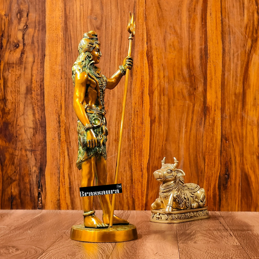 Brassaura™ Brass  Standing Shiva Idol – Height 18 Inches & Weight 6 Kgs | Temple & Home Accent
