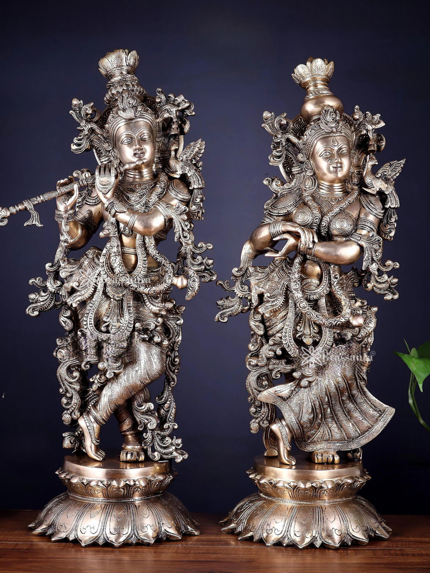 Brassaura™ Brass Radha-Krishna Idol – Height 27 Inches & Weight 40 Kgs | Spiritual Home Accent