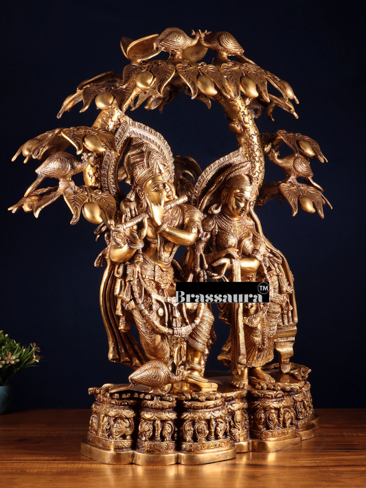 Brassaura™ Brass Radha-Krishna Idol – Height 30 Inches & Weight 52.5 Kgs | Temple & Home Murti