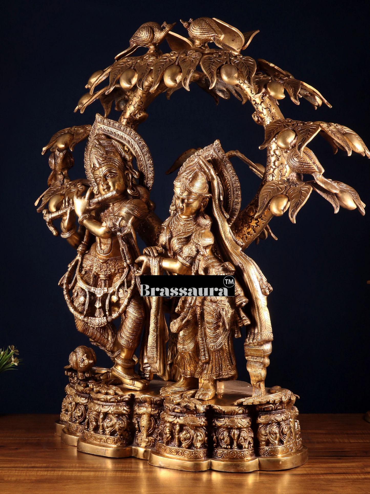 Brassaura™ Brass Radha-Krishna Idol – Height 30 Inches & Weight 52.5 Kgs | Temple & Home Murti