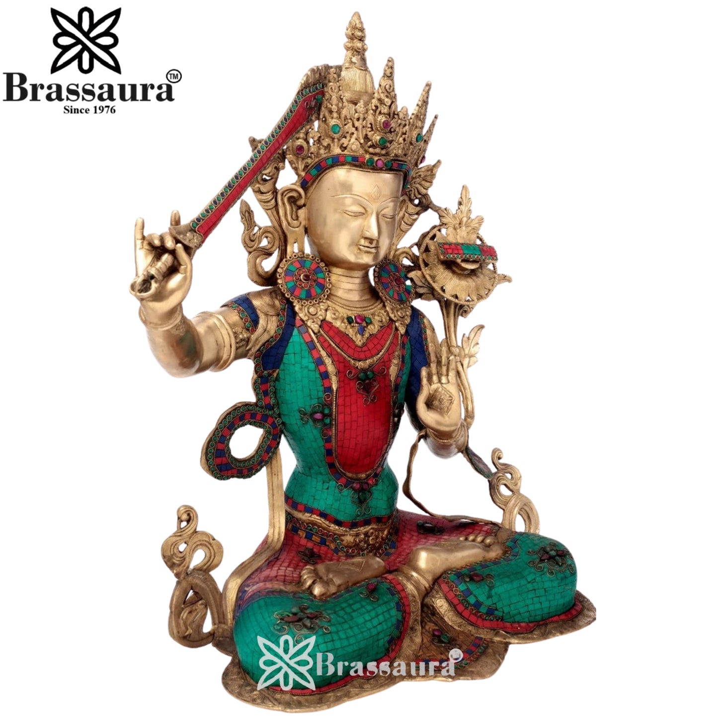 Brass Gem Stone Work Tara Weight 33 Kg & Height 32 Inch