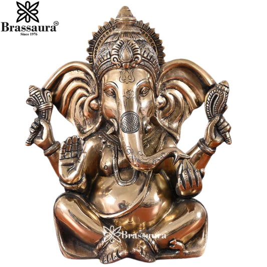 Brass Ganesha Statue Weight 5.21 Kg & Height 10 Inch