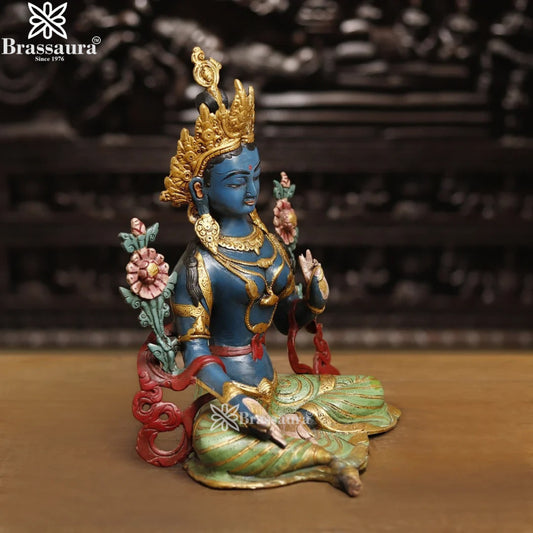 Brass Vintage Tara Statue Weight 7.26 Kg And Height 15.5 Inch