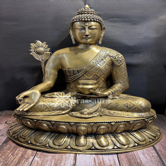 Brass Bhumisprasa Buddha Weight 32 kg & Height 28 Inch