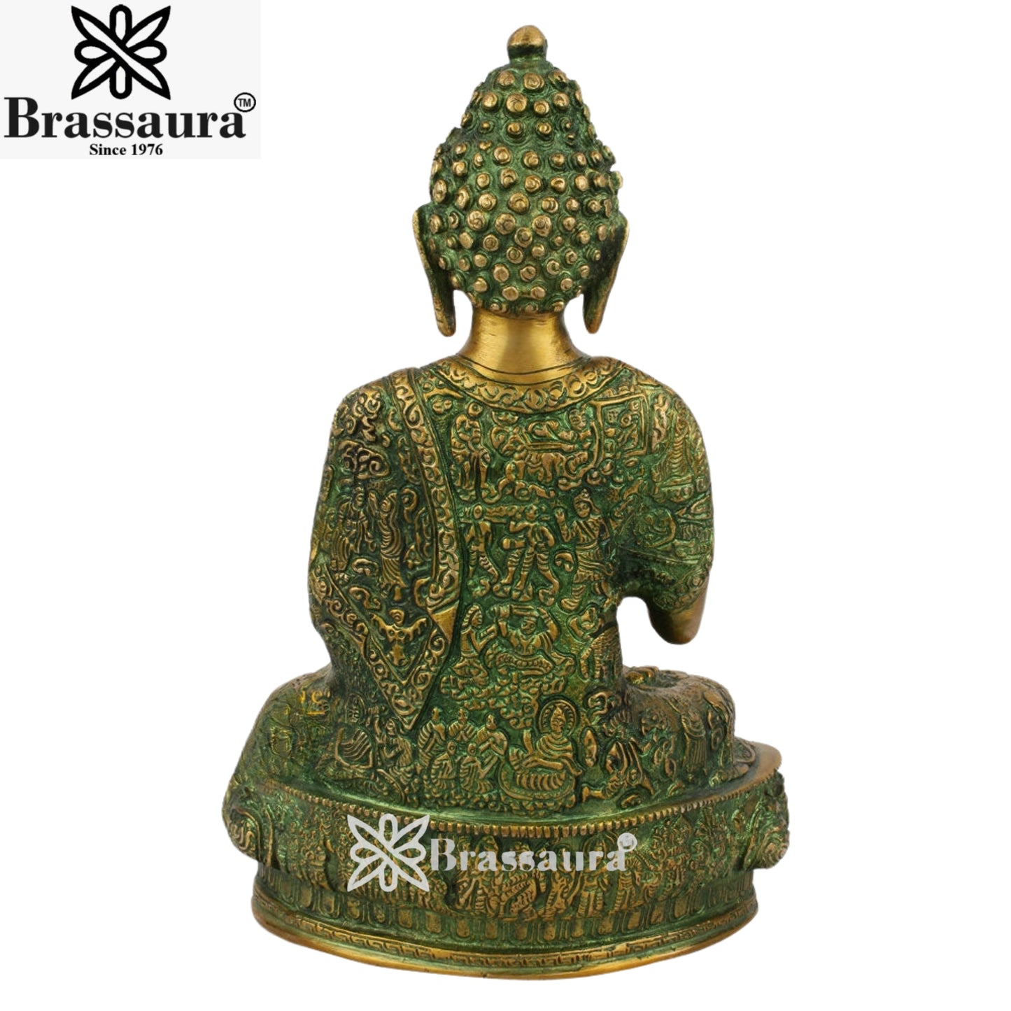 Brass Blessing Buddha With Base Weight 4.2 kg & Height 12 Inch