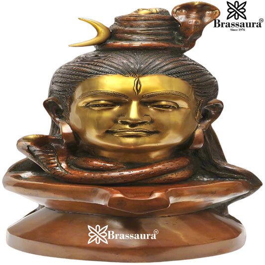 Brass Antique Shiva Face Shivling Weight 16 Kg & Height 19 Inch