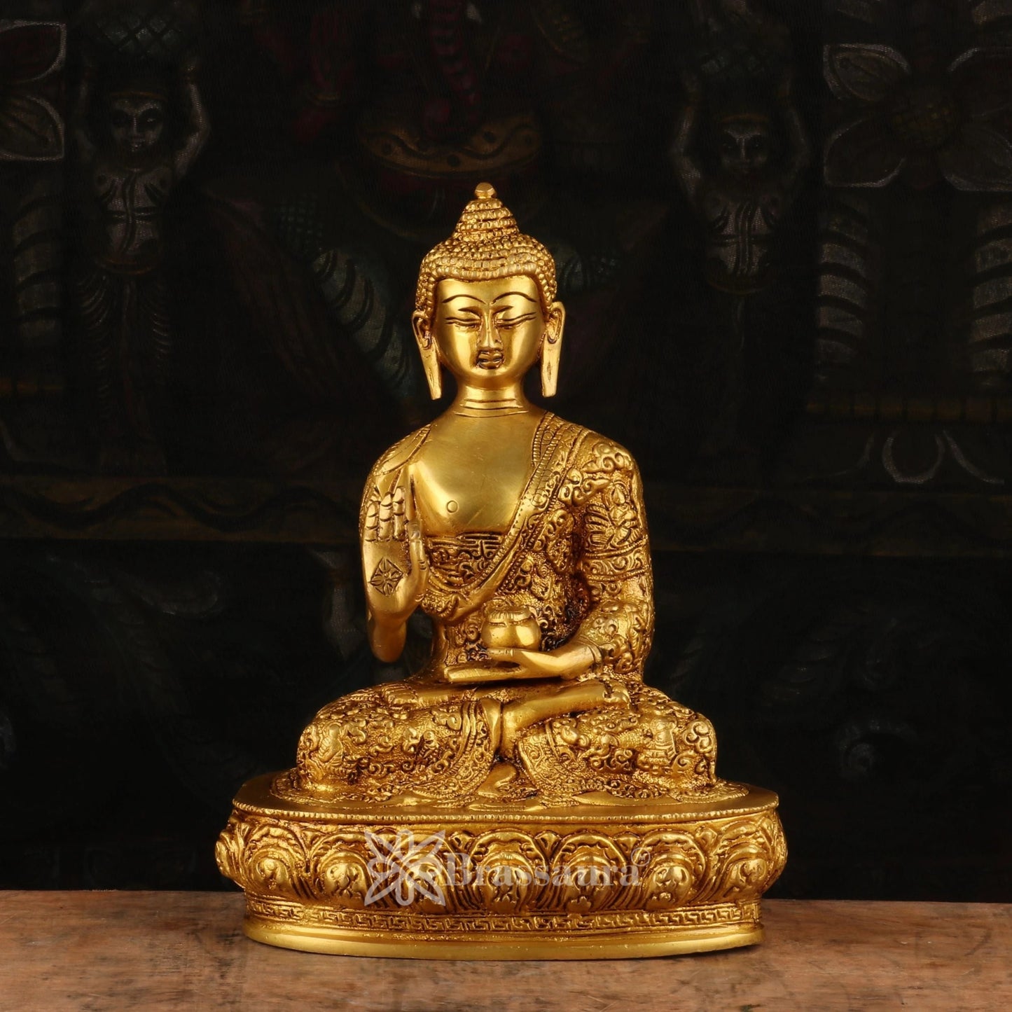 Brass Bhumisprasa Royal Golden Buddha Weight 2.7 kg & Height 9.5 Inch