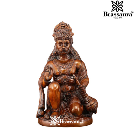 Brassaura™ Sacred Brass Hanuman Murti – Height 9 Inches & Weight 3.6 Kgs | Handcrafted Idol