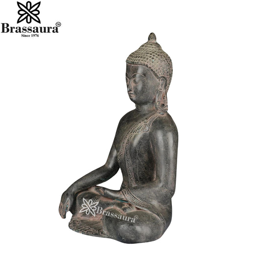 Brass Bhumisprasa Buddha Weight 5.8 kg & Height 12 Inch