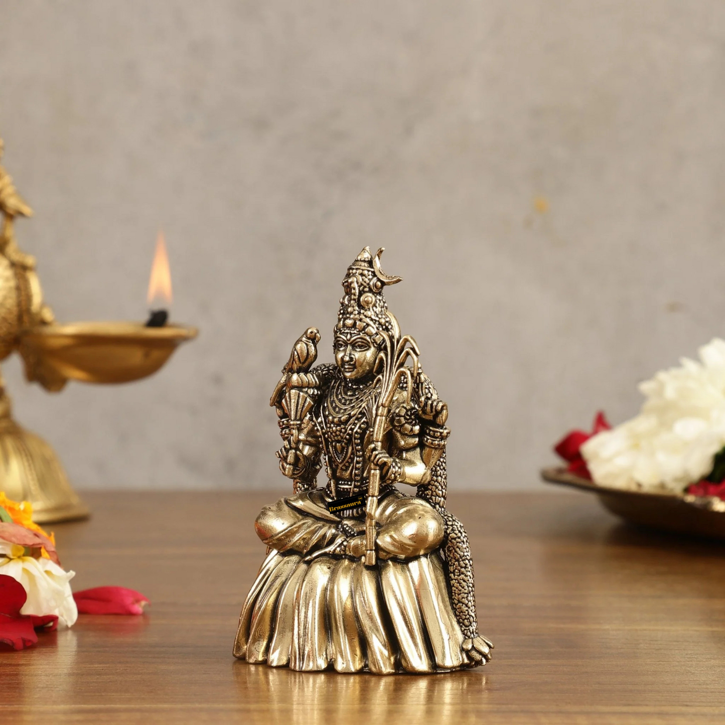 Brassaura™ Brass Lalitadevi Rajarajeshwari Idol – 4 inch | 150 gm | Superfine Finish for Home Temple & Spiritual Decor