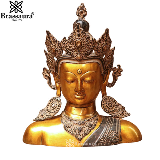 Brass Antique Tara Brust Statue Weight 10 Kg And Height 17 Inch