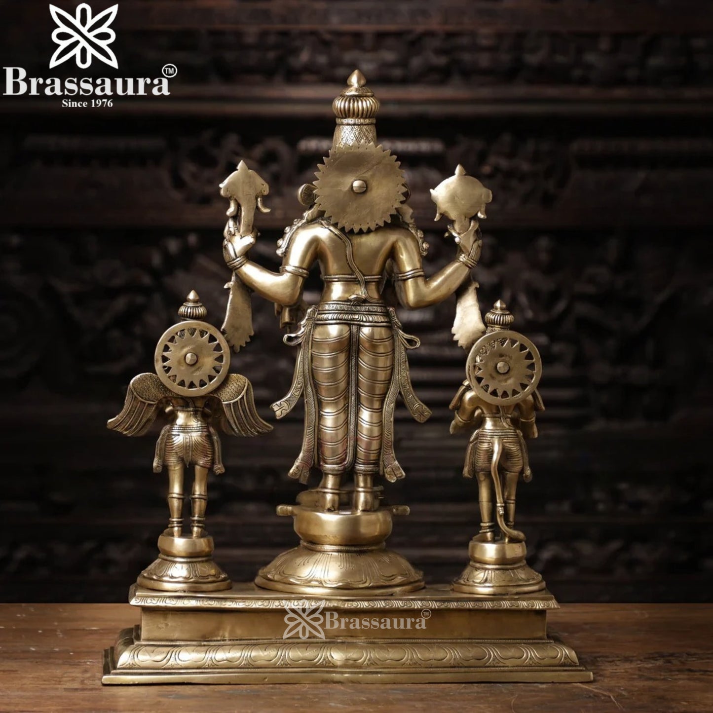 Brass Vishnu Garud & Hanuman Statue Weight 25 Kg And Height 24.5 Inch