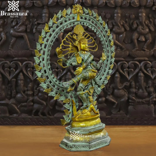 Brass Antique Dancing Natraj Statue Weight 18.17 Kg And Height 29 Inch
