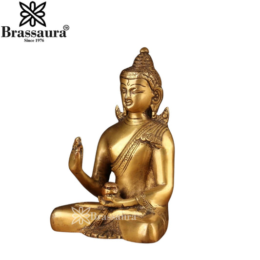 Brass Blessing Royal Golden Buddha Weight 1 kg & Height 6 Inch