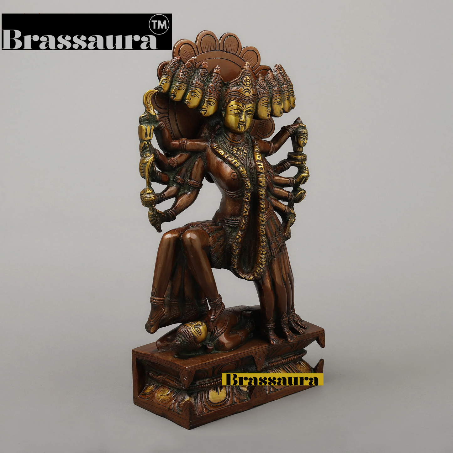 Brassaura™ Kaali Maa Brass Statue – 8.16kg | 8" Length x 4" Width – Powerful Handcrafted Idol