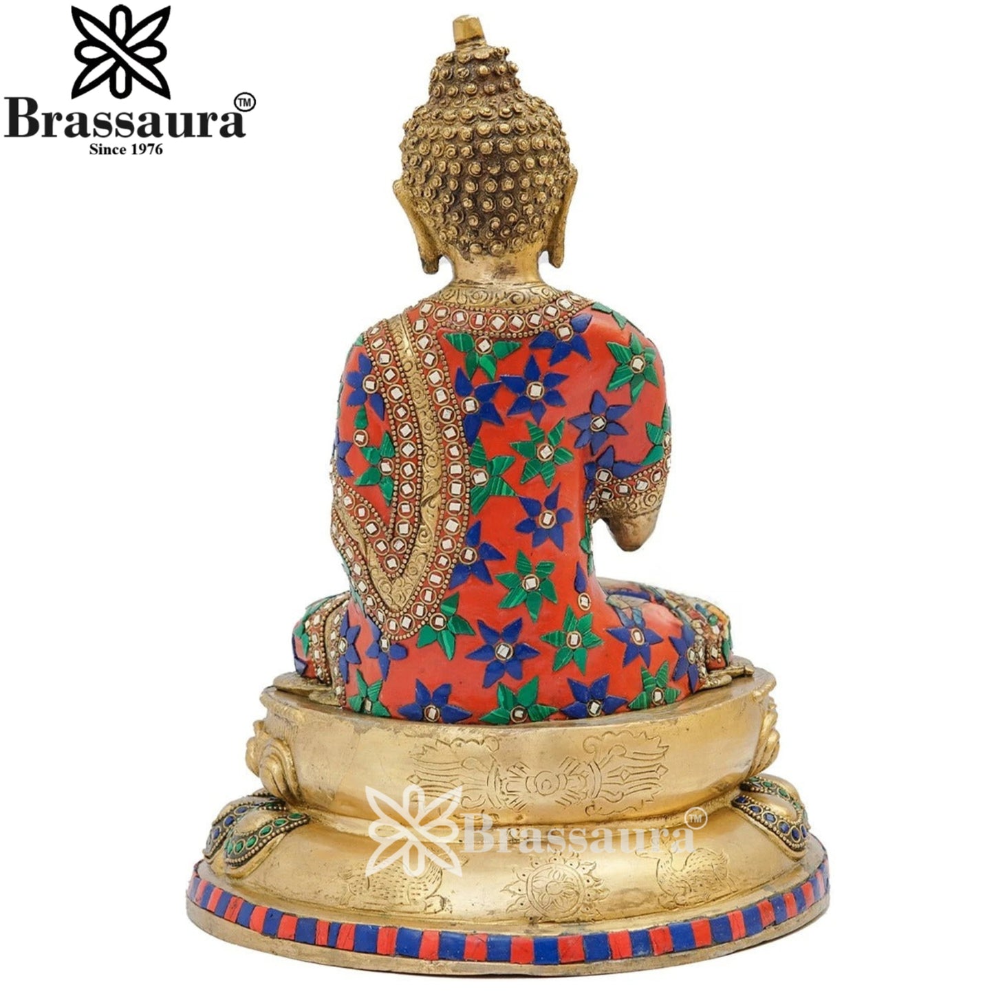 Brass Blessing Gem Stone Work Buddha Weight 5 kg & Height 13 Inch