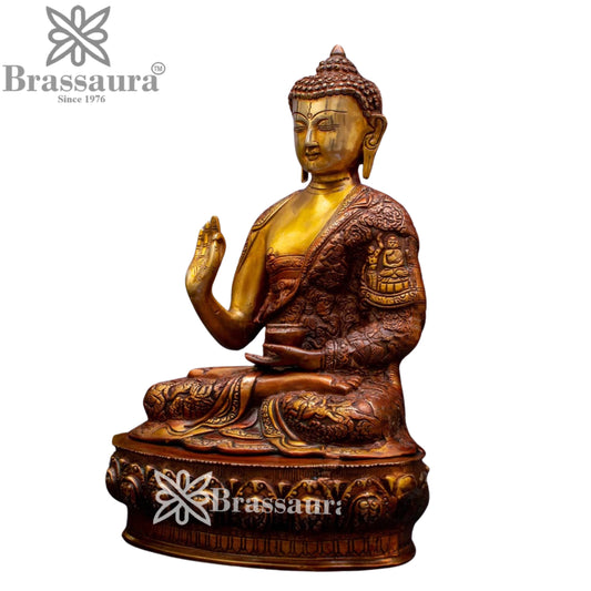 Brass Blessing Buddha Weight 7.5 kg & Height 14 Inch