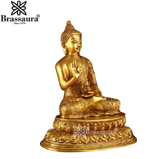 Brass Blessing Buddha Weight 7 kg & Height 12.5 Inch