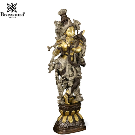 Brass Krishna Murti Weight 15 Kg And Height 29.5 Inch