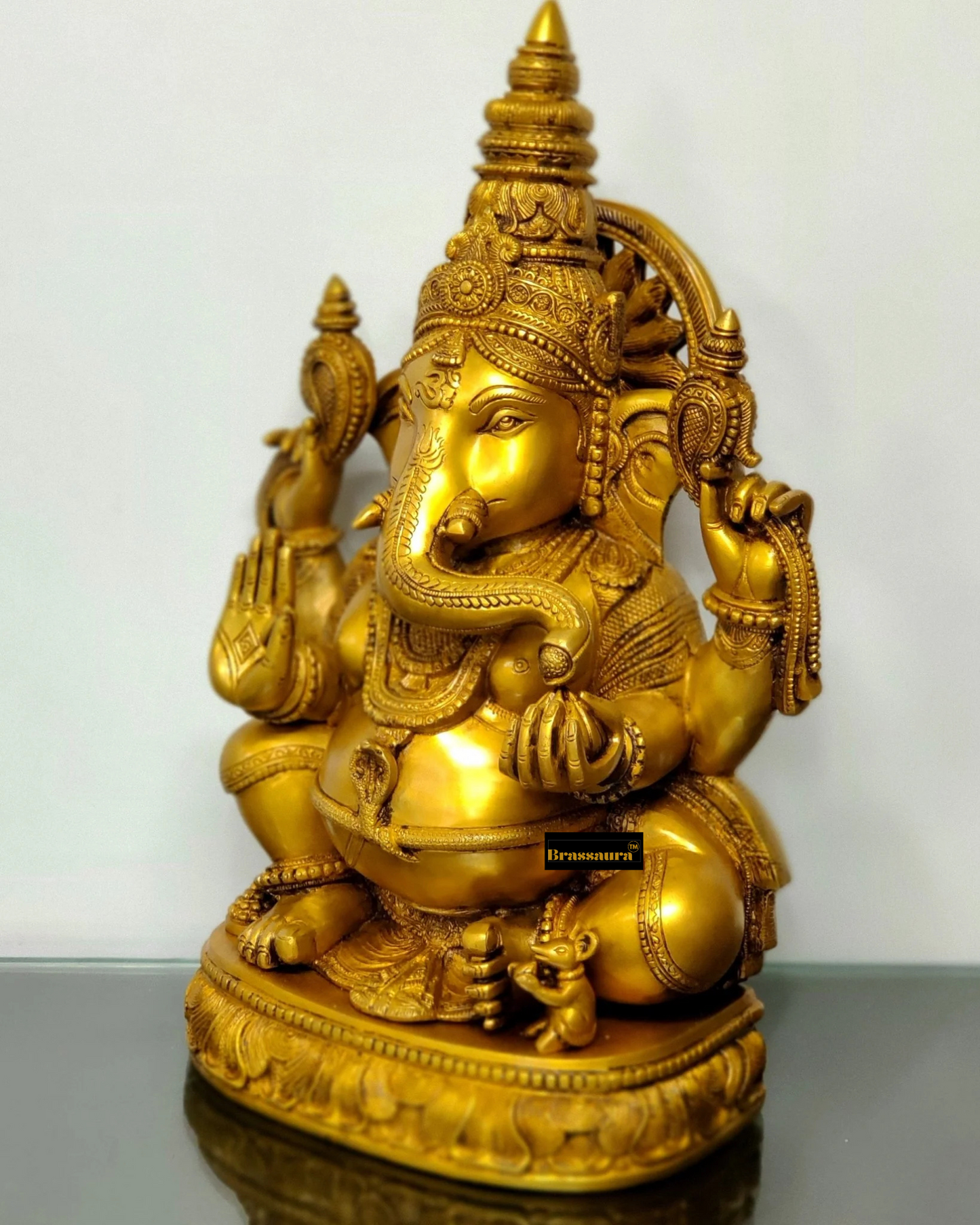Brassaura™ Brass Surya Ganesha Statue – Height 20 Inches, Weight 23 Kgs
