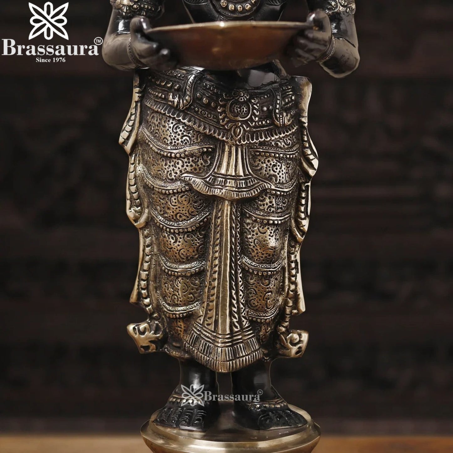 Brassaura™ Premium Brass Laxmi Idol – Height 30.5 Inches & Weight 15.07 Kgs | Goddess Lakshmi Statue