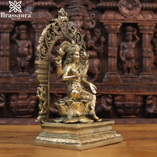 Brassaura™ Traditional Brass Laxmi Idol – Height 15.5 Inches & Weight 7.28 Kgs | Hindu Devotional Murti