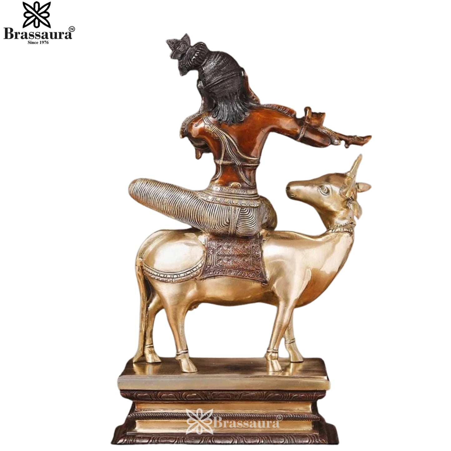 Brass Cow Krishna Murti Weight 15 Kg And Height 21 Inch