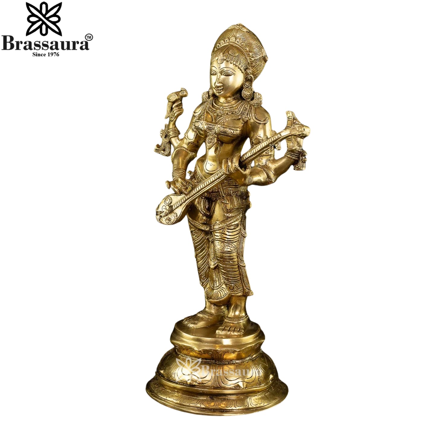Brass Saraswati Statue Weight 23 Kg And Height 14 Inch