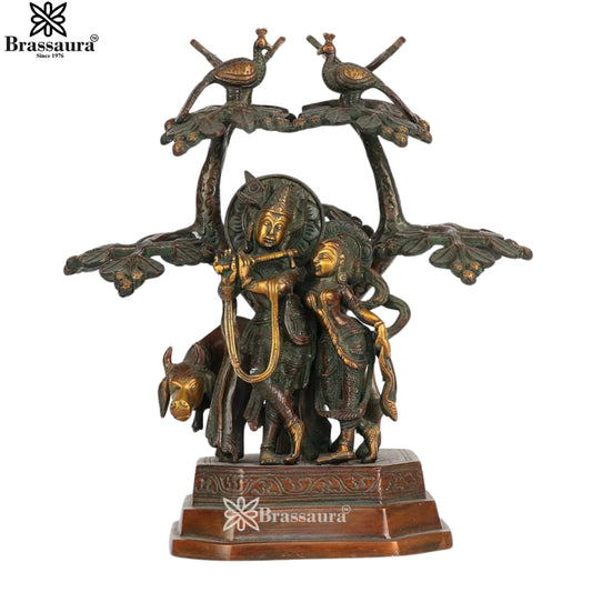 Brass Antique Radha Krishna Statue Weight 5.6 Kg And Height 13 Inch