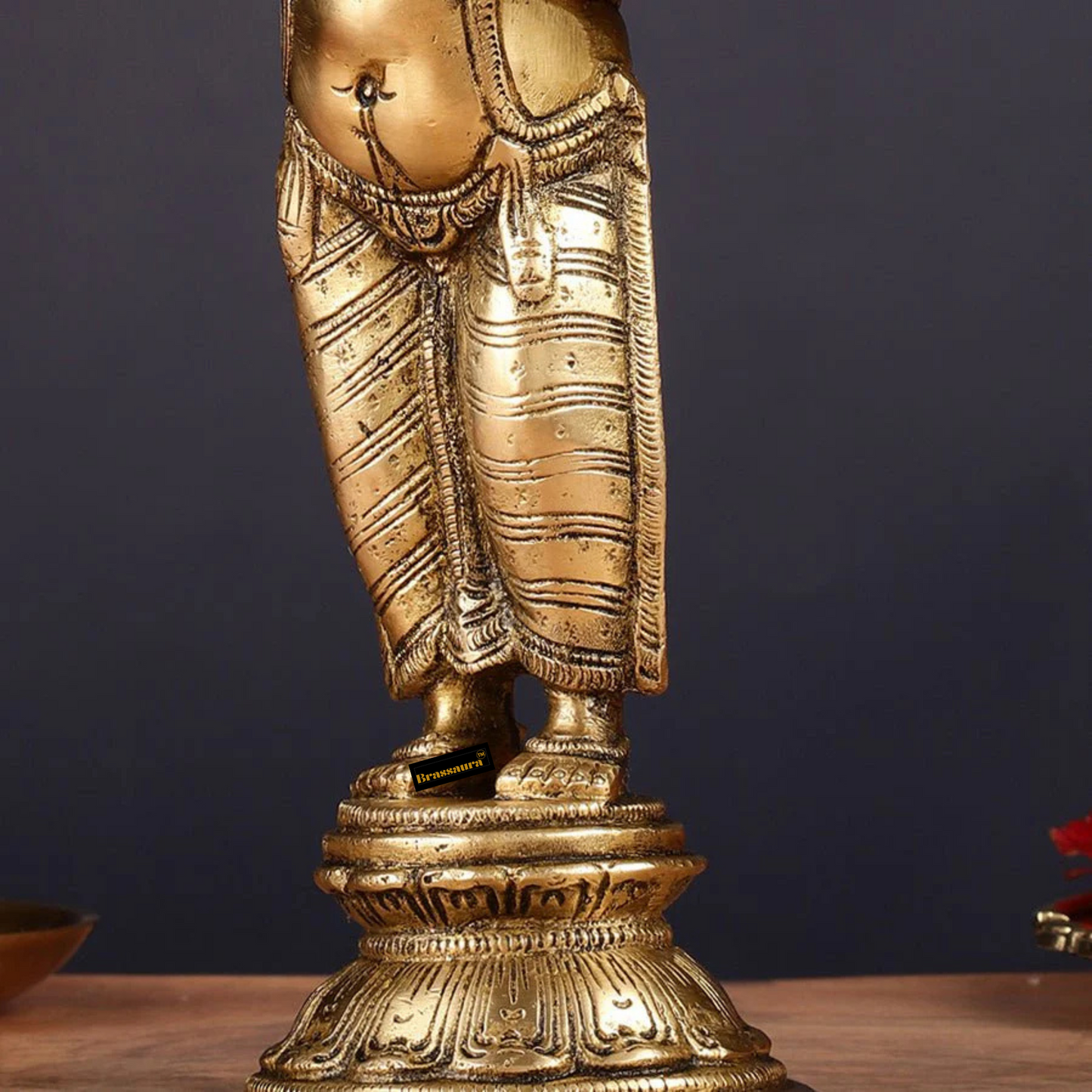 Brassaura™ Brass Standing Ganesha Idol – Height 10 Inches, Weight 2.58 Kgs | Wisdom & Prosperity Statue
