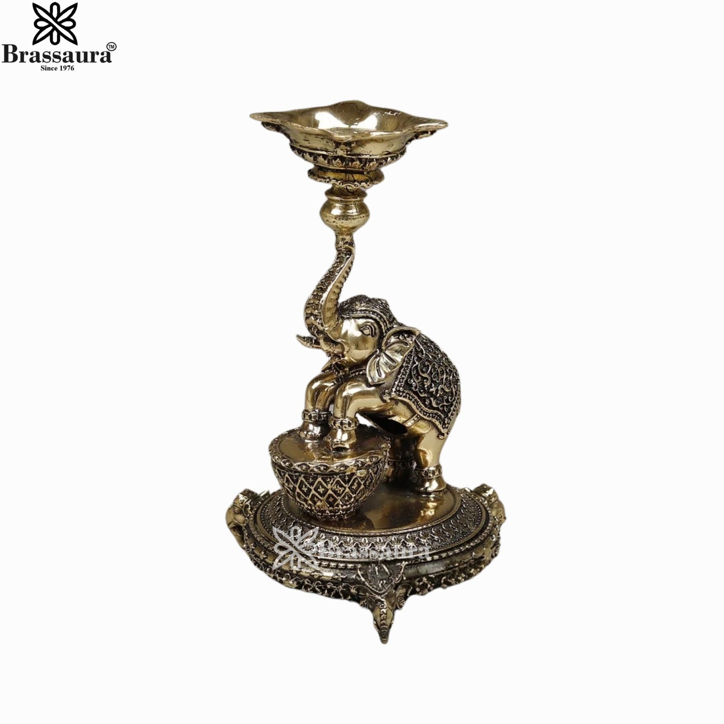 Brass Super Fine Elephant Diya For Home Décor And Gift Items Weight 0.374 kg Height 5.5 Inch