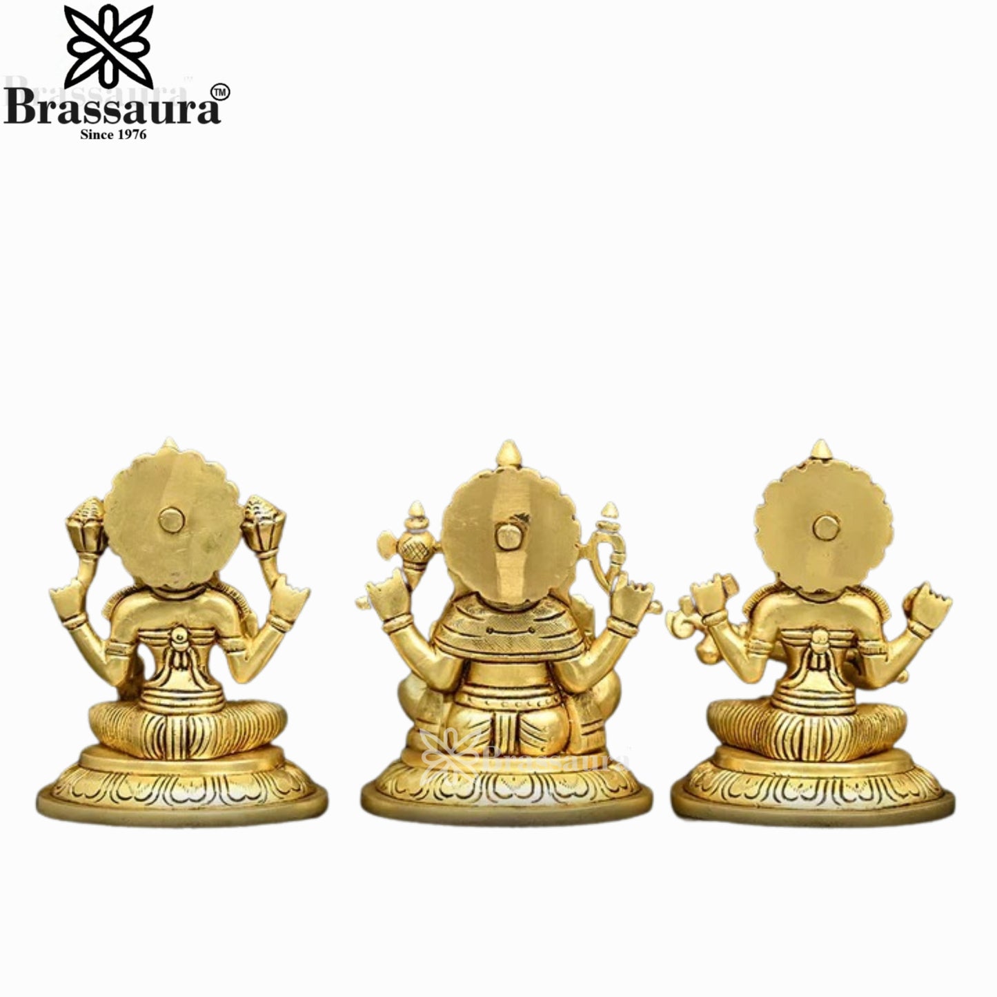Brass Lakshmi Ganesh Saraswati Murti Weight 2.7 Kg And Height 4.8 Inch