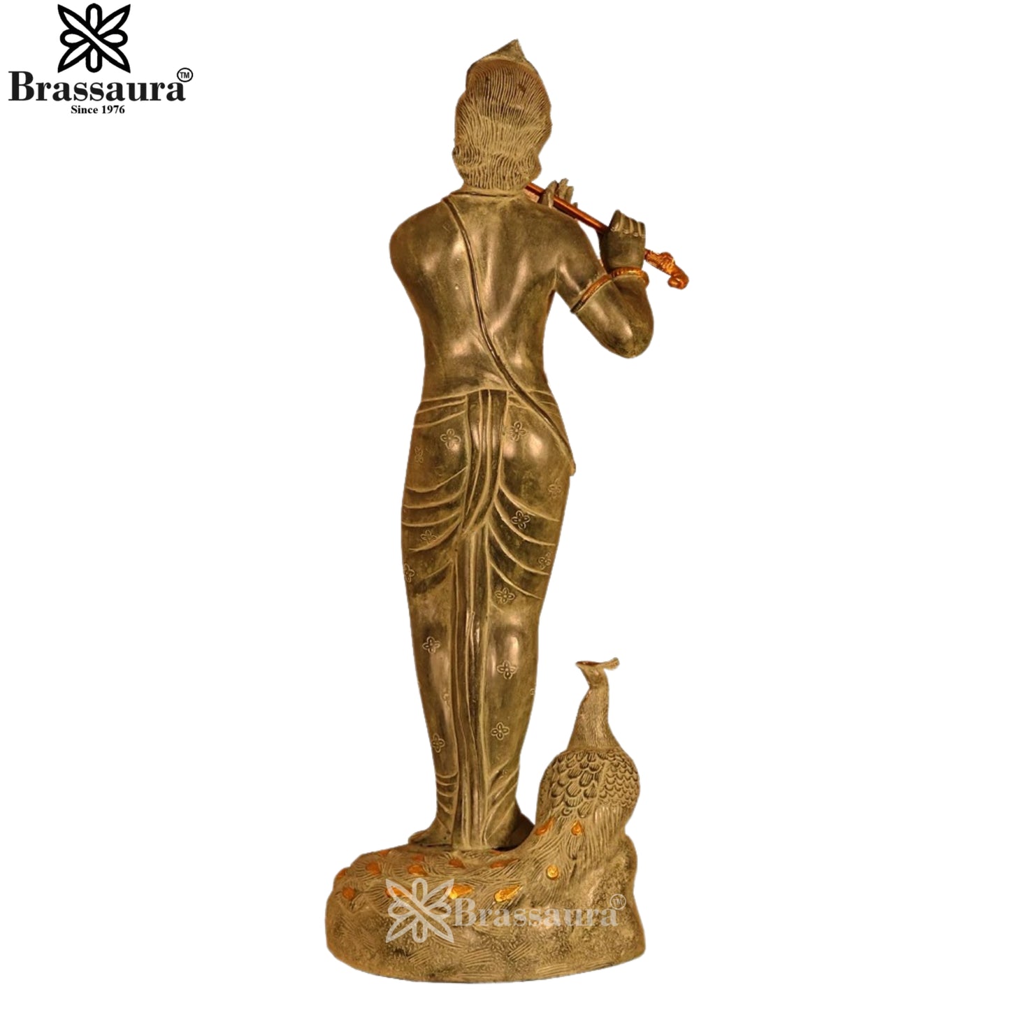 Brass Murli Dhari Krishna Murti Weight 14.6 Kg And Height 30 Inch