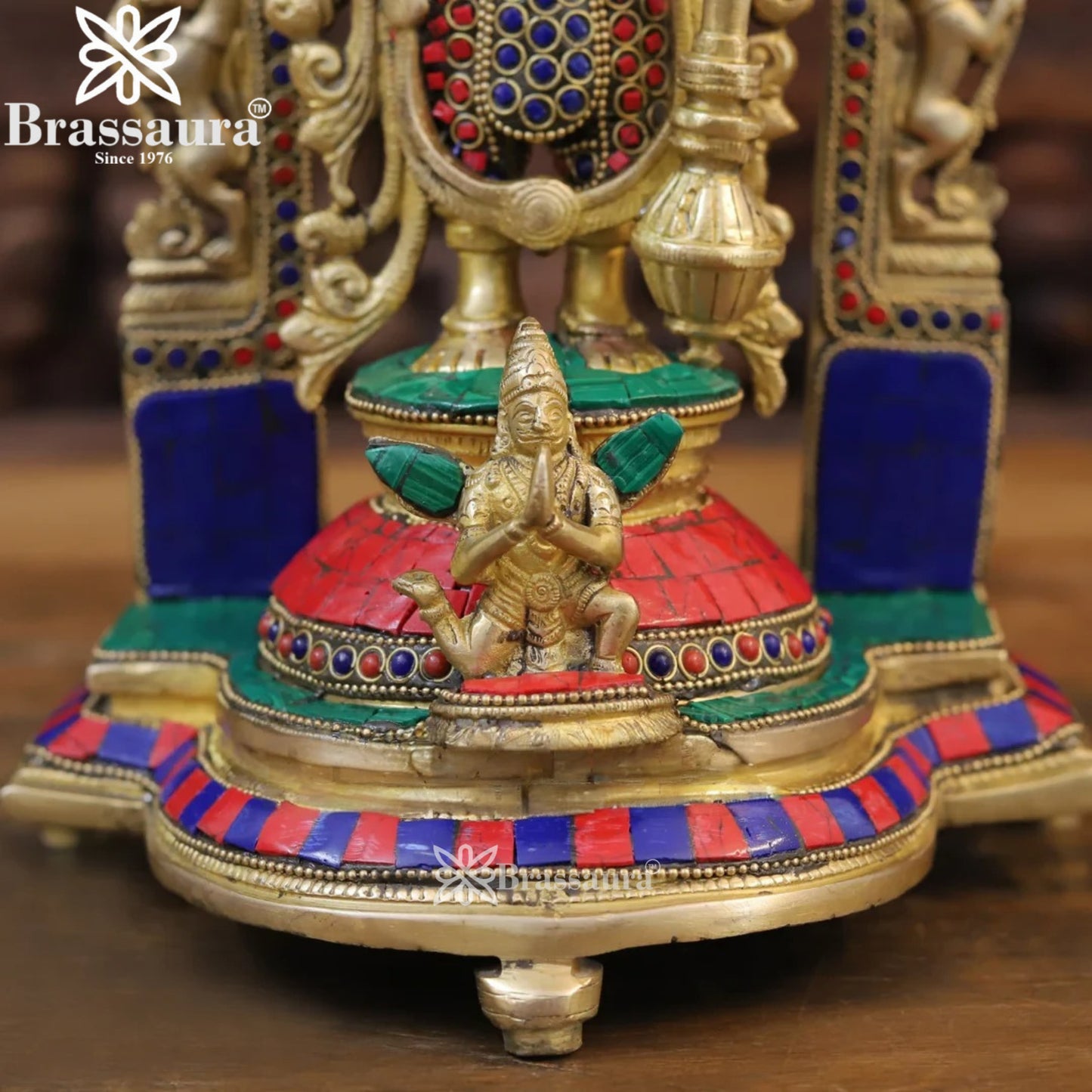 Brass Gem Stone Work Vishnu Statue Weight 6.12 Kg And Height 16 Inch