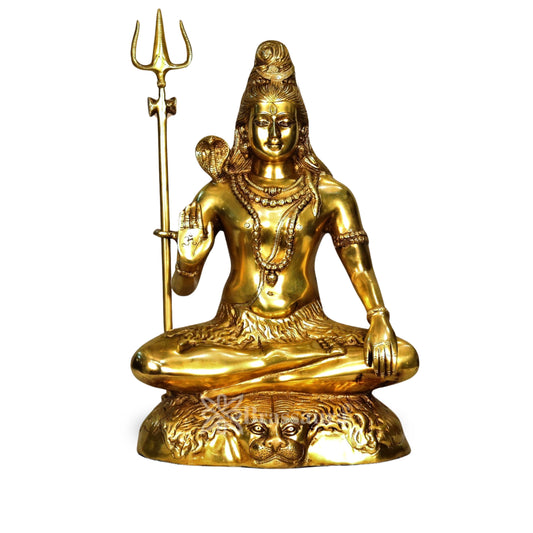 Brassaura™ Brass Lord Shiva Idol – Height 22 Inches & Weight 17 Kgs | Hindu Devotional Décor