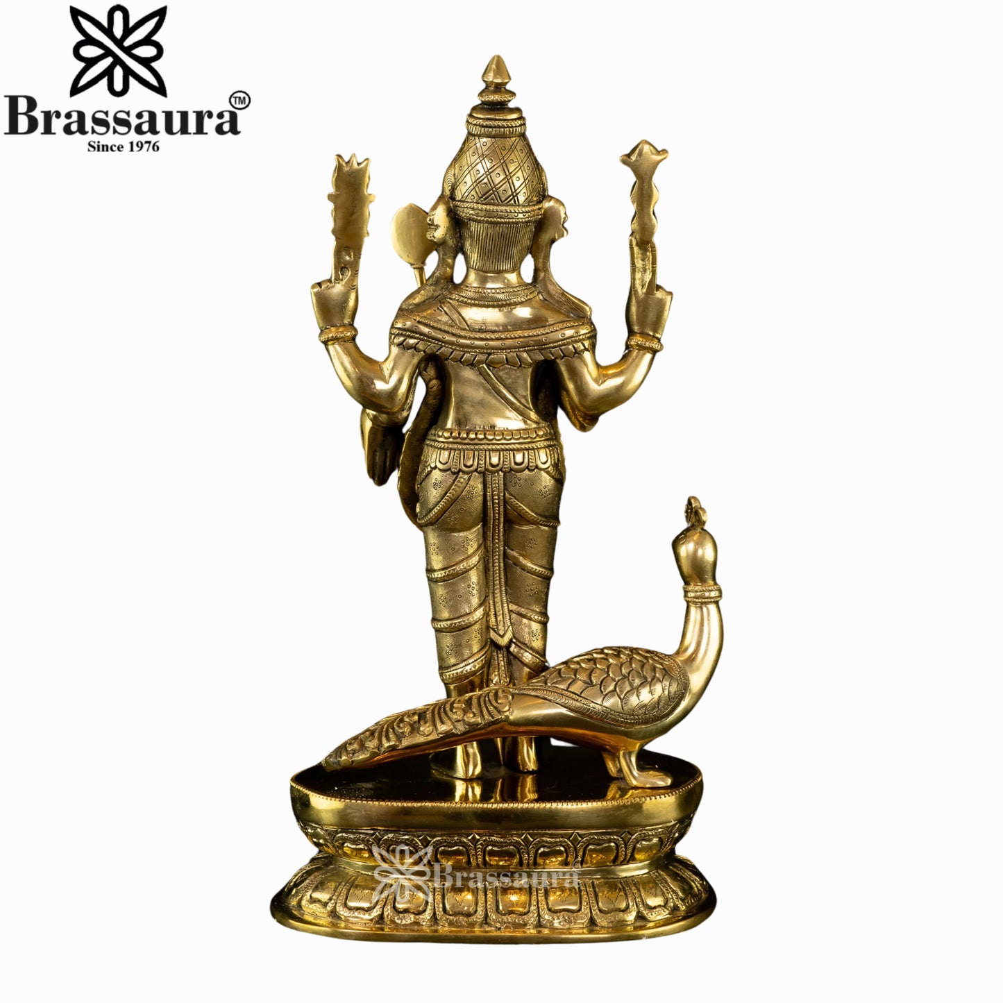 Brass Murugan With Peacock Statue Weight 6.9 Kg And Height 16 Inch