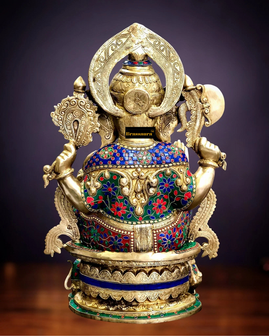 Brassaura™ Superfine Handcrafted Brass Ganesha Statue – Height 22.5 Inches, Weight 34 Kgs