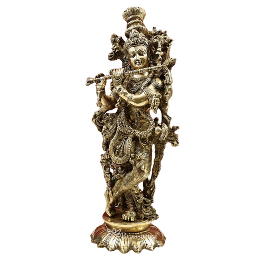Brass Krishna Murti Weight 14.8 Kg And Height 27 Inch