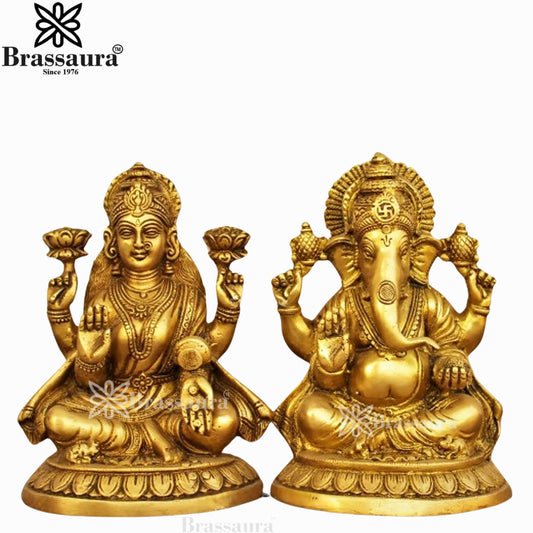 Brass Lakshmi Ganesh Murti Weight 5.5 Kg And Height 8 Inch