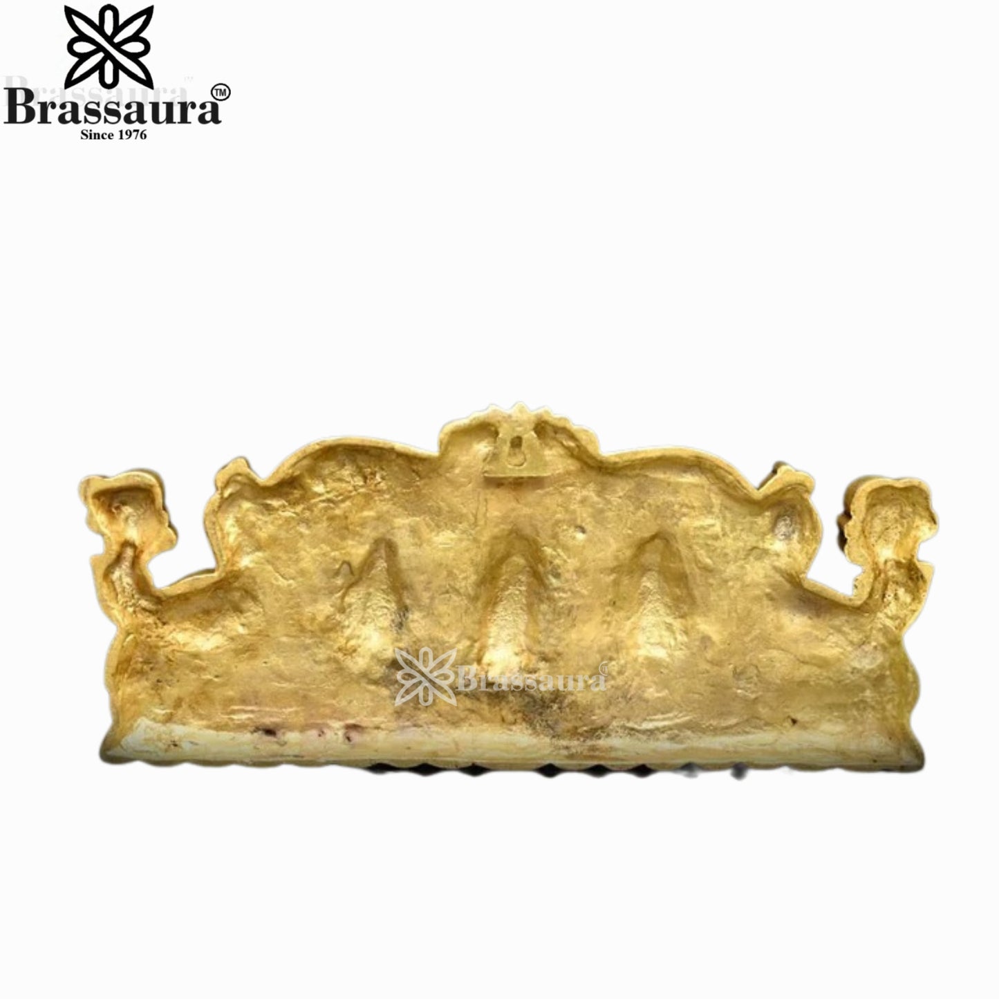 Brass Lakshmi Ganesh Saraswati Wall Hanging Weight 3.64 Kg And Height 6 Inch
