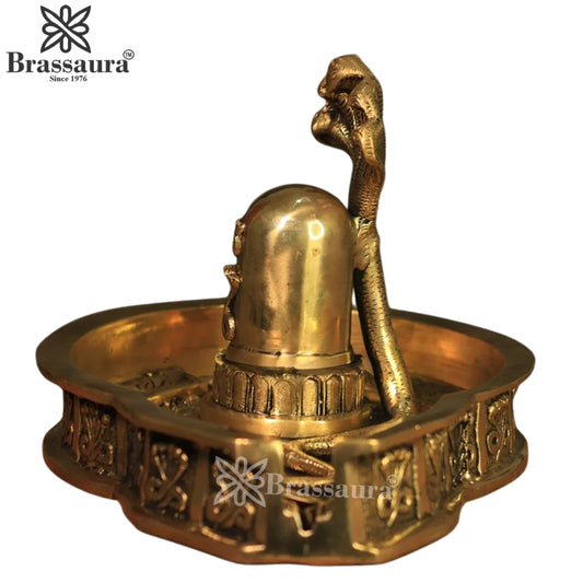Brass Shivling With Naagraaj Statue Weight 6 Kg And Height 8 Inch