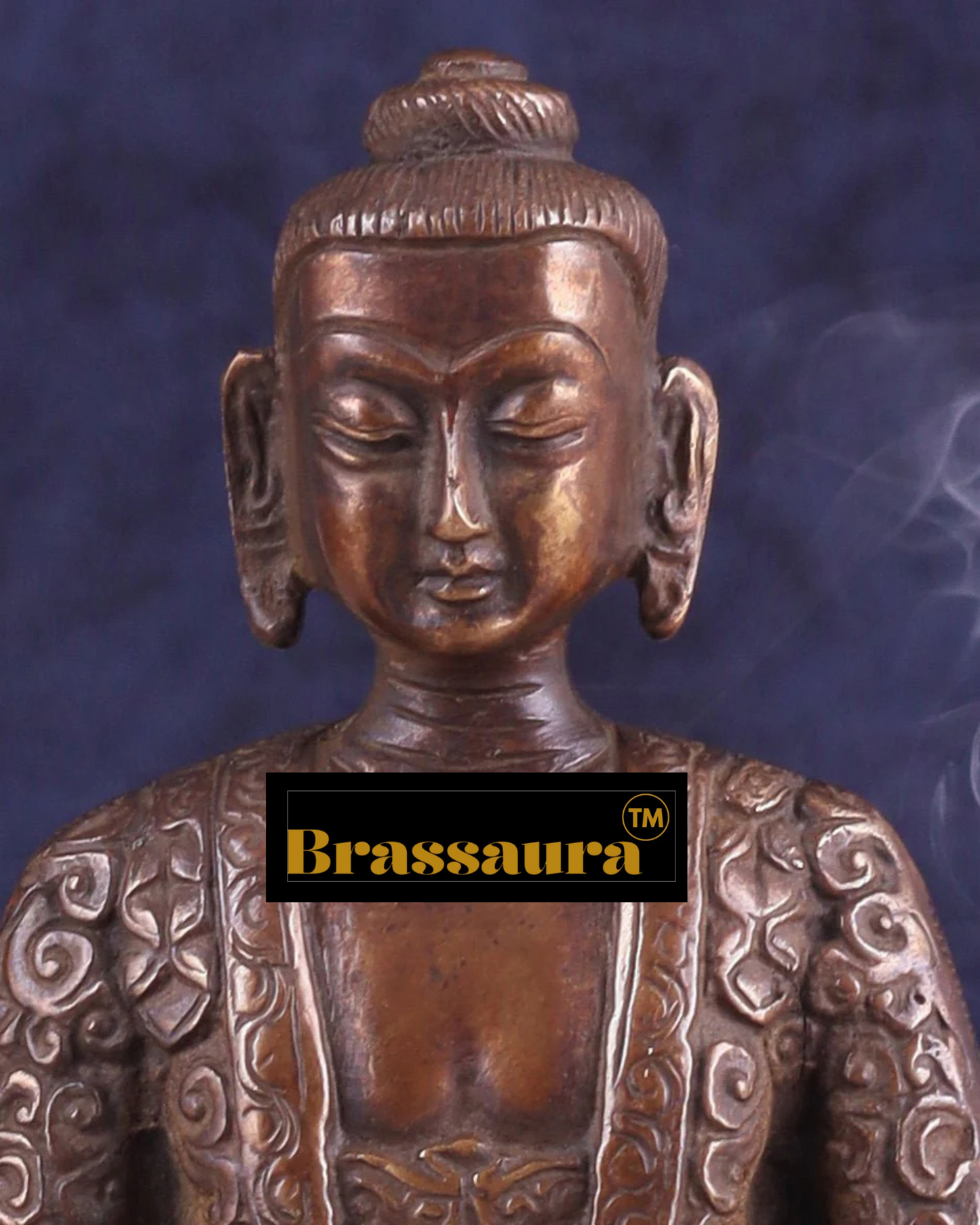 Brassaura™ Pure Brass Buddha Statue – Height 7 Inches, Weight 1.4 Kgs